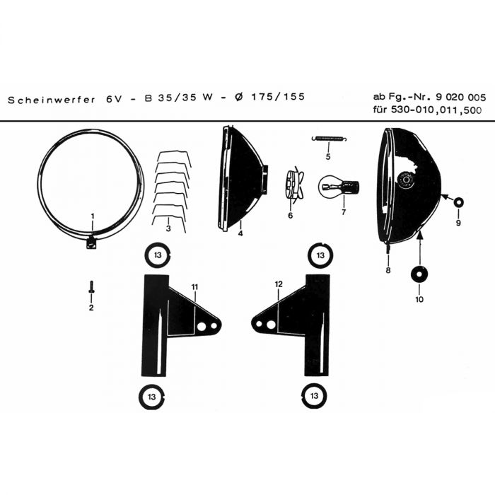 Koplamp Zundapp 530 010 011 500 9020005