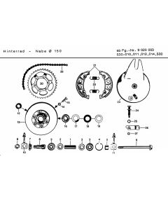 Achternaaf Zundapp 530 010 011 012 014 500